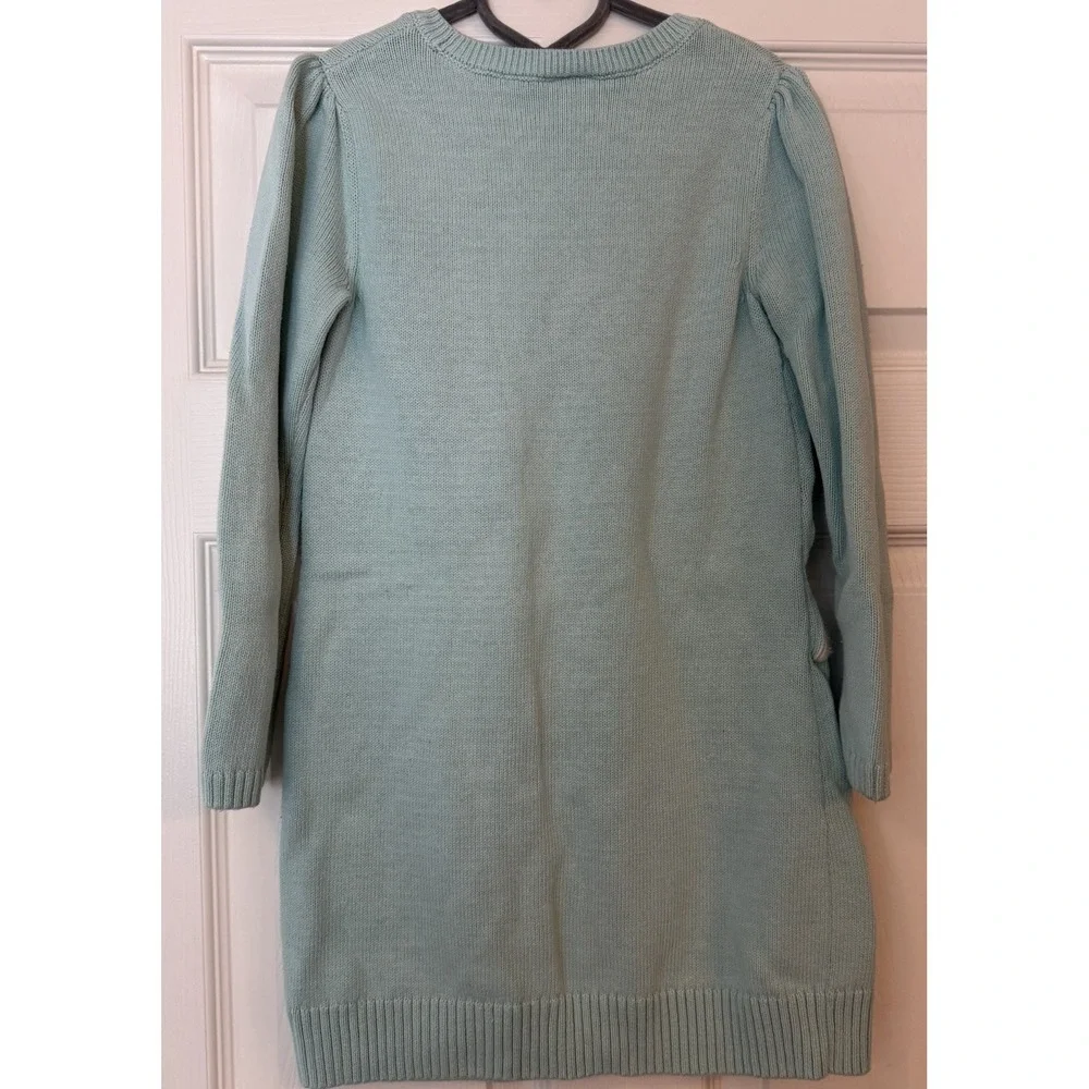 Gymboree Sweater Dress Girls 7 Aqua Blue Polar Bears Fuzzy Embroidered‎ Cotton